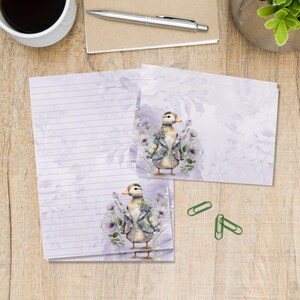 Duck in Jacket A5 letter writing stationery set, Cute penpal supplies pack, Snailmail kit with matching A5 sheets envelopes & stickers