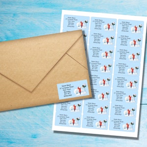 Etichette autoadesive per indirizzo di ritorno Winter Mail, 24 etichette per foglio, adesivi rettangolari da 63,5 x 33,9 mm con angoli arrotondati