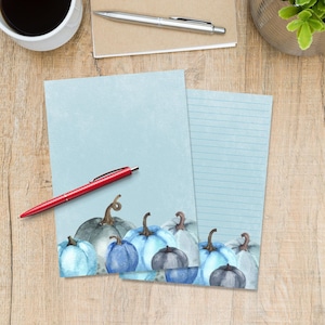 Blue Pumpkins A5 letter writing paper, Pen pal supplies, Stationery lined or unlined note sheets, Cute notepaper with or without lines