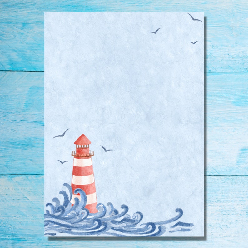 Papier à lettres Lighthouse A5, Fournitures de stylo, Feuilles simples lignées ou non lignées de papeterie, Papier à lettres pastel mignon avec ou sans lignes image 3