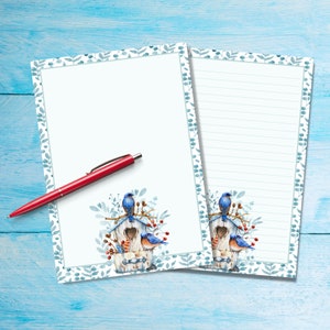 Bluebirds A5 papel para escribir cartas, suministros para amigos por correspondencia, papelería con o sin líneas, hojas de notas sueltas, lindo papel de carta con o sin líneas