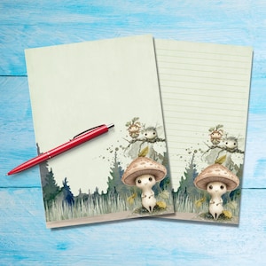 Papel de carta Forest Friends, Suprimentos para amigos por correspondência, Folhas de papelaria A5 para escrever cartas, Papel de carta com ou sem linhas, Papel de carta fofo