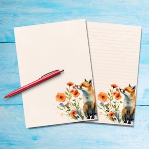 Carta da lettere A5 Pretty Fox, Forniture per amici di penna, Fogli di lettere a righe o non a righe, Graziosa carta da lettere con o senza righe