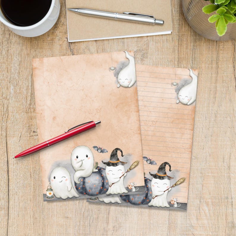 Cute Ghosts A5 Letter Writing Paper, Pen Pal Supplies, Stationery Lined ...