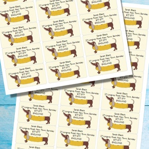 Étiquettes d'adresse auto-adhésives Sausage Dog, 24 étiquettes par feuille, autocollants rectangulaires de 63,5 x 33,9 mm avec coins arrondis image 5