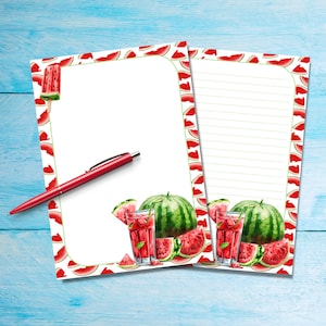 Papel de carta A5 da Watermelon Crazy, material de papelaria para amigos por correspondência, folhas de papel de carta fofas, pautadas ou sem pauta, para correspondências felizes