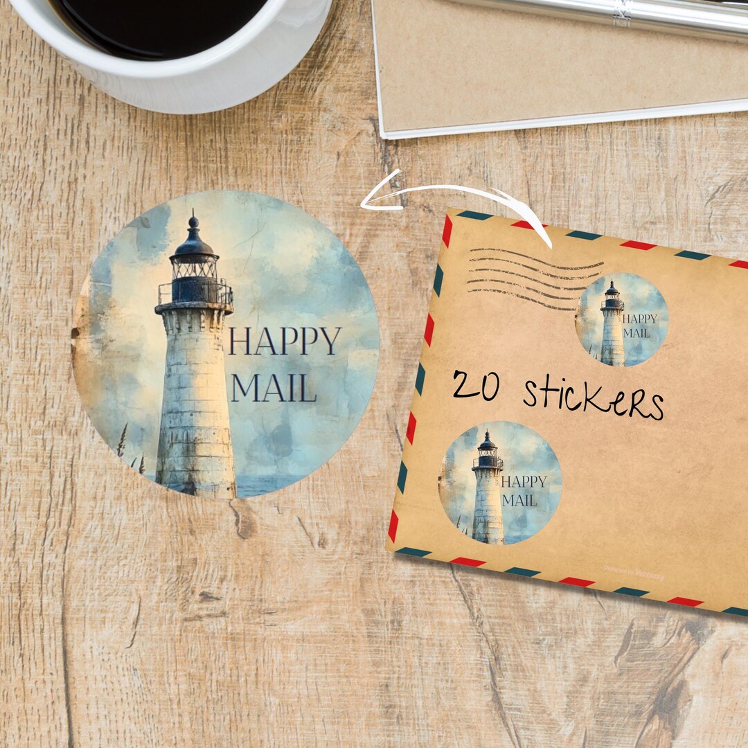 Lighthouse by the Sea Sticker Pack, Round Matte Die Cut Stickers for ...