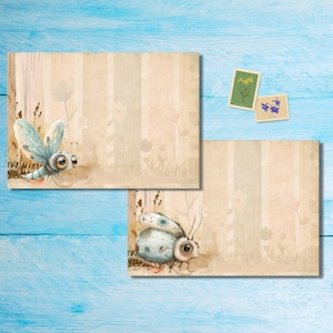 Paquete de 5 o 10 sobres con diseño de insectos, sobres Happy Mail para cartas de amigos por correspondencia, sobres decorados con sobres de tamaño C6, aptos para envío postal.