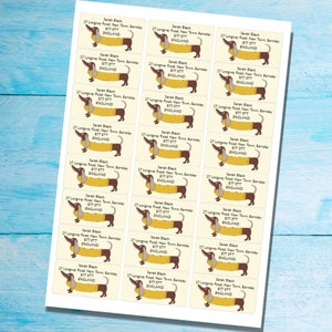 Étiquettes d'adresse auto-adhésives Sausage Dog, 24 étiquettes par feuille, autocollants rectangulaires de 63,5 x 33,9 mm avec coins arrondis image 4