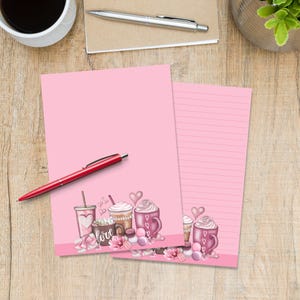 Love Coffee Briefpapier van A5-formaat, Benodigdheden voor penvrienden, Briefpapier, al dan niet gelinieerd, briefpapier, Leuk briefpapier met/zonder lijnen