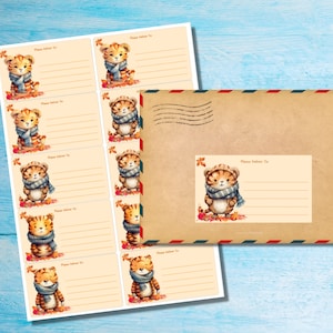 Autoadesivo Autumn Tigers, consegnare a... etichette, 10 etichette per foglio, adesivi rettangolari 99,1 x 57,0 mm con angoli arrotondati