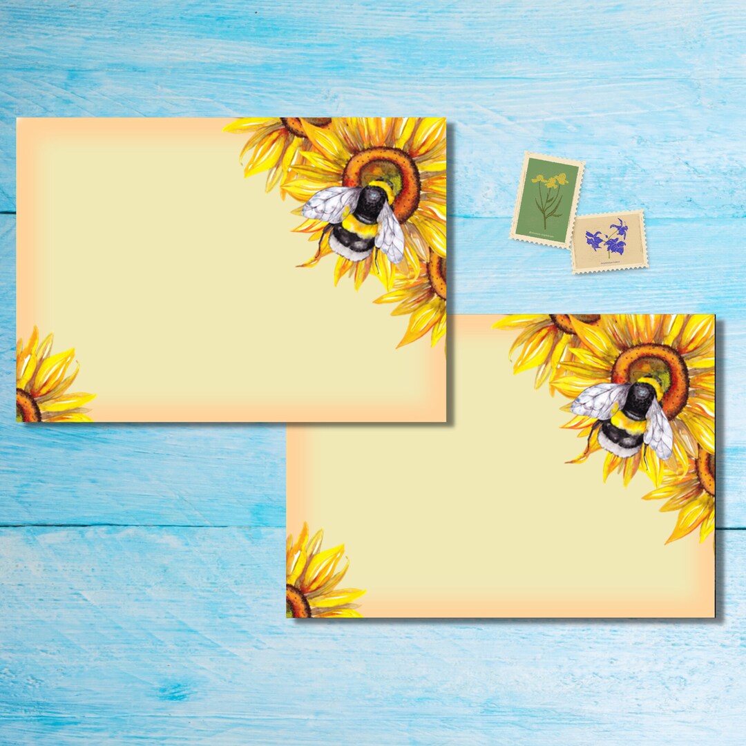 Sunflower Bee Envelopes Pack of 5 or 10, Happy Mail Envelopes for Pen ...