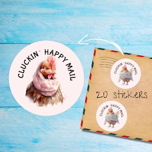 Confezione di adesivi postali Hens-Cluckin, graziose etichette postali rotonde opache e tagliate singolarmente, articoli per amici di penna per decorare buste