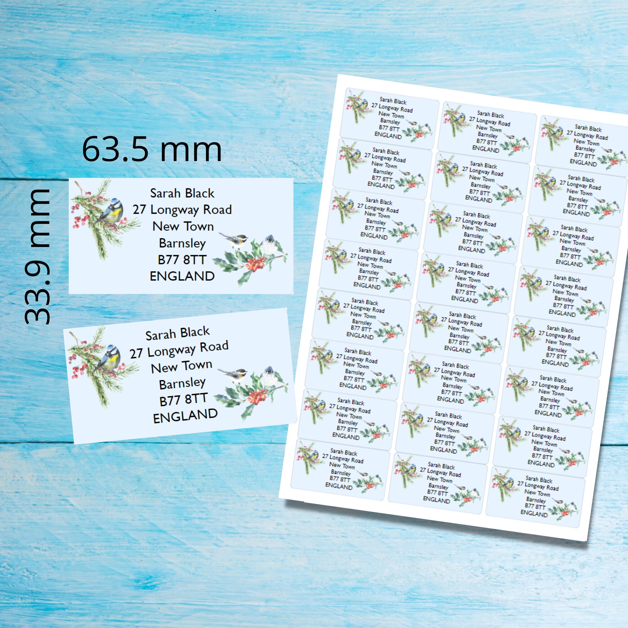 60 Return Address Labels Personalized 3/4" X 2 1/4" Winter - Foto 9