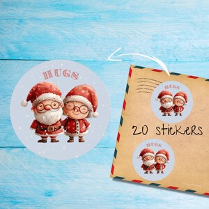 Confezione di adesivi Mr & Mrs Claus, graziose etichette postali rotonde opache tagliate singolarmente, articoli per amici di penna per decorare buste