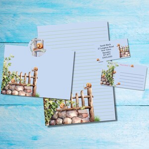 Kit de cartas para correspondencia con valla de jardín, papel de carta tamaño A5, sobres, etiquetas de dirección, etiquetas PDT, pegatinas redondas de Happy Mail