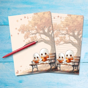 Papel para escribir cartas Bookish Ghosts A5, suministros para amigos por correspondencia, hojas rayadas o sin rayar, lindo papel para notas con o sin líneas