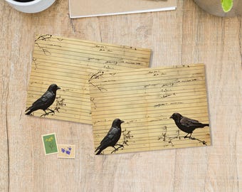 Grunge Crows envelopes pack of 5 or 10, Happy mail envelopes for pen pals letters, C6 size postable decorated envelopes