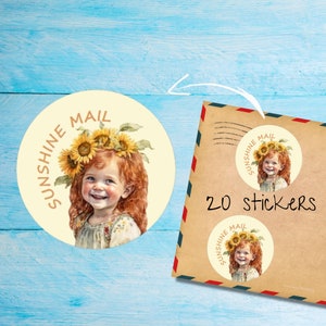 Confezione di adesivi Sunflower Girls, etichette rotonde opache per buste tagliate singolarmente, sigilli/adesivi per album/agende, graziosi articoli per amici di penna