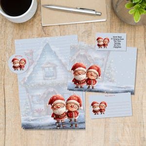 Kit d'écriture lettre correspondant Mr et Mme Claus, papier A5, enveloppes, étiquettes d'adresse, étiquettes PDT, autocollants ronds Happy Mail