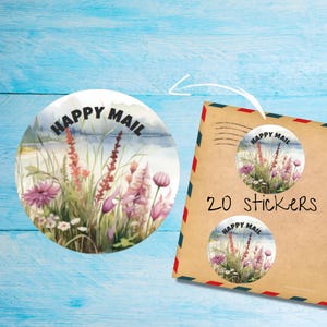 Paquete de pegatinas con vista al lago, lindas etiquetas redondas mate para correo feliz cortadas individualmente, suministros para amigos por correspondencia para decorar sobres