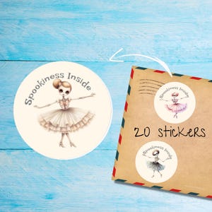 Confezione di adesivi Spooky Dancers, etichette rotonde opache per buste tagliate singolarmente, sigilli/adesivi per album/agende, graziosi articoli per amici di penna