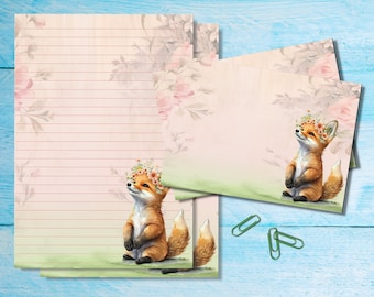 Ensemble de papeterie Spring Fox A5 avec enveloppes assorties, jolies fournitures pour correspondance, kit de courrier escargot, feuilles avec ou sans doublure