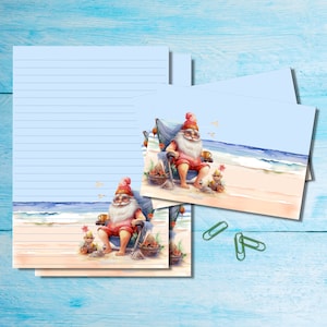 Juego de papelería para escribir cartas de vacaciones de Papá Noel (tamaño A5), kit de sobres a juego para correo postal, hojas de papel rayado o sin rayar