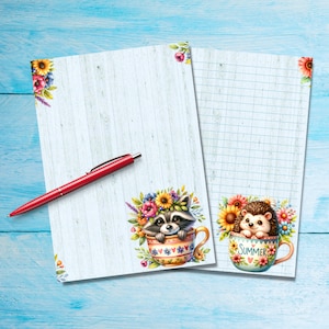 Canecas fofas de verão, papel para escrever cartas A5, suprimentos para amigos por correspondência, folhas de papelaria com ou sem forro, papel para cartas fofo com/sem linhas
