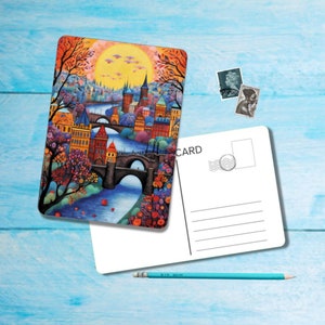 Prague-World Cities Postcard, A6 size postcard with rounded corners, beautiful illustrated postcrossing single postcard 14.8 cm x 10.5 cm