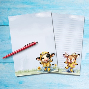 Papel de carta Splish Splash, Suprimentos para amigos por correspondência, Papelaria Folhas de carta A5, Papel de carta com ou sem linhas, Papel de carta fofo