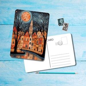 Brugge - World Cities Postcard, A6 size postcard with rounded corners, beautiful illustrated postcrossing single postcard 14.8 cm x 10.5 cm