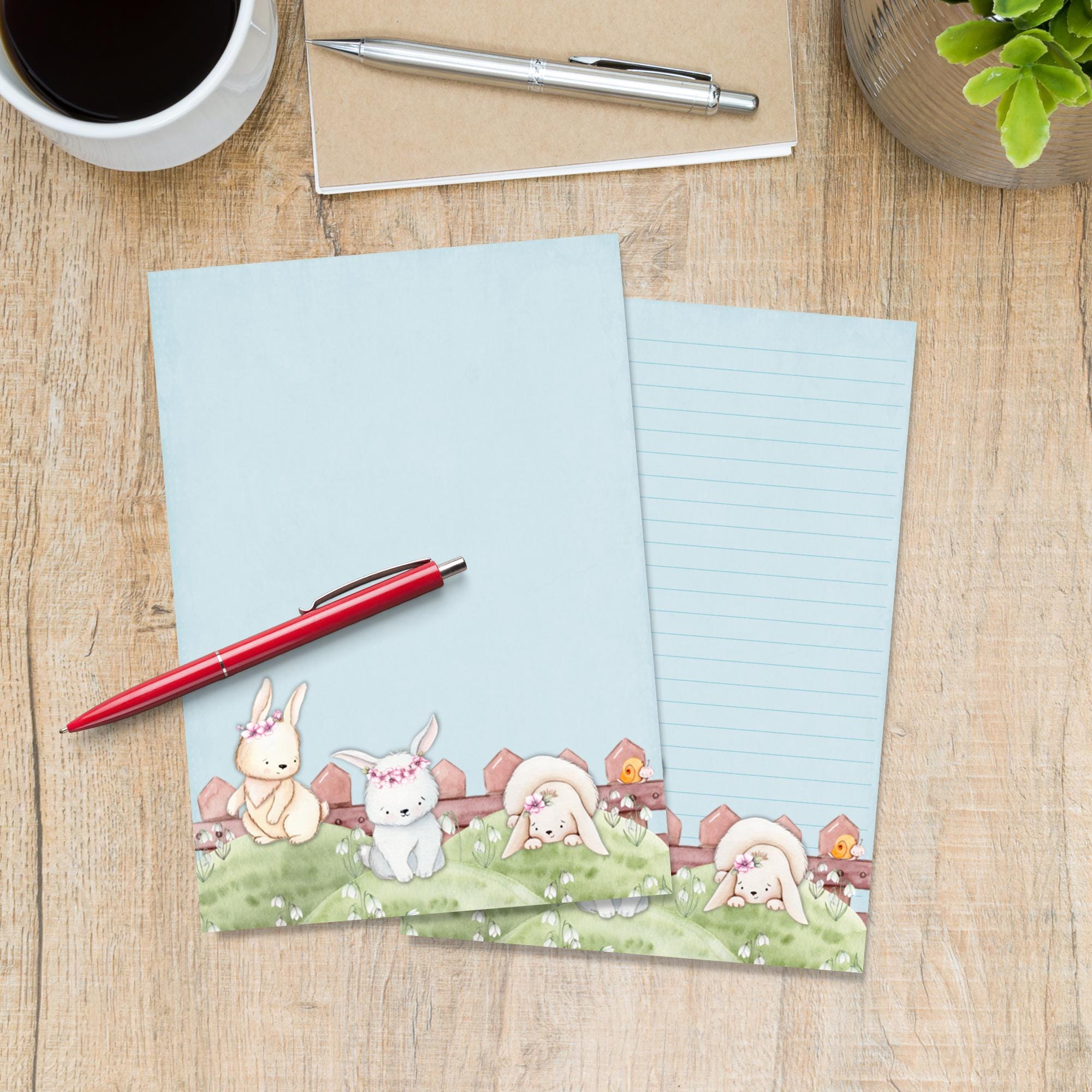 A5 Rabbit Rabbits Garden A5 Letter Writing Paper, Pen Pal Supplies, Stationery ...