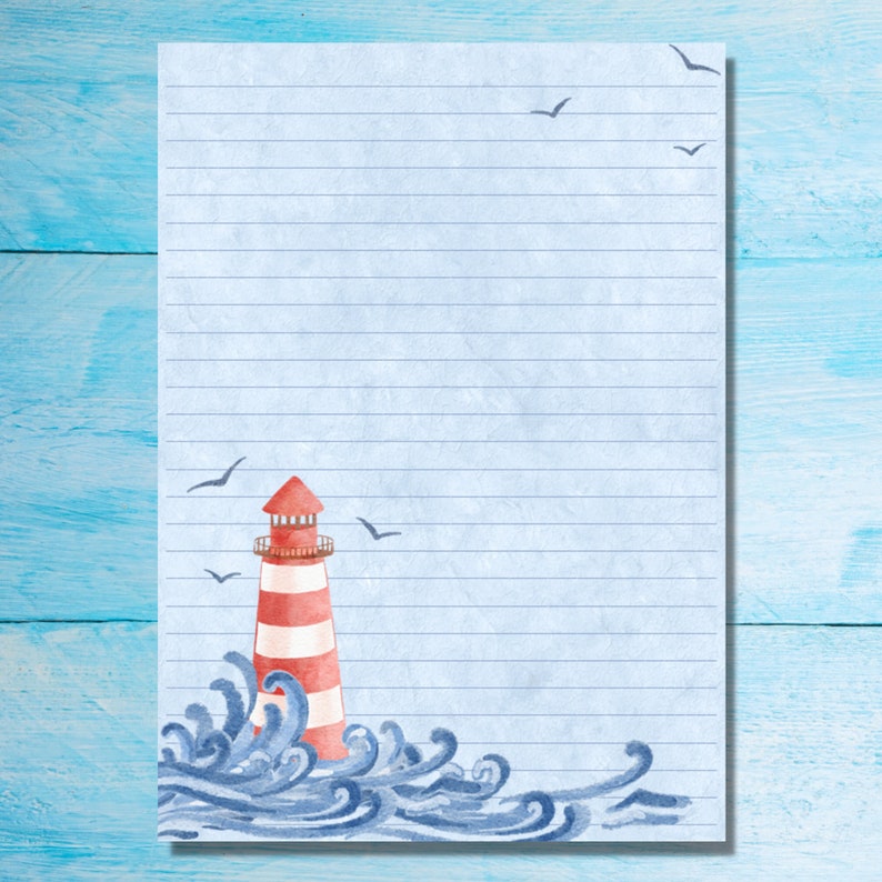 Papier à lettres Lighthouse A5, Fournitures de stylo, Feuilles simples lignées ou non lignées de papeterie, Papier à lettres pastel mignon avec ou sans lignes image 4