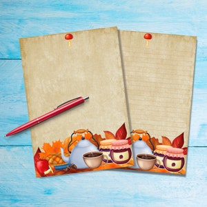 Papel para escribir cartas tamaño A5 Autumn Tea, suministros para amigos por correspondencia, hojas de cartas rayadas o sin rayar, lindo papel de notas con o sin líneas
