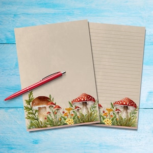 Papel para escribir cartas Mushroom Meadow A5, suministros de papelería Penpal, hojas de cartas de papel lindas forradas o sin forro, papel para amigos por correspondencia