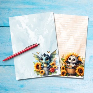 Papel para escribir cartas Happy Little Dragons A5, artículos de papelería Penpal, hojas de cartas de papel lindas forradas o sin forro, papel para amigos por correspondencia