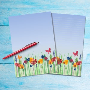 Papel para escribir cartas Wild Flowers A5, suministros para amigos por correspondencia, hojas de cartas forradas o sin forro de papelería, papel de notas lindo con o sin líneas