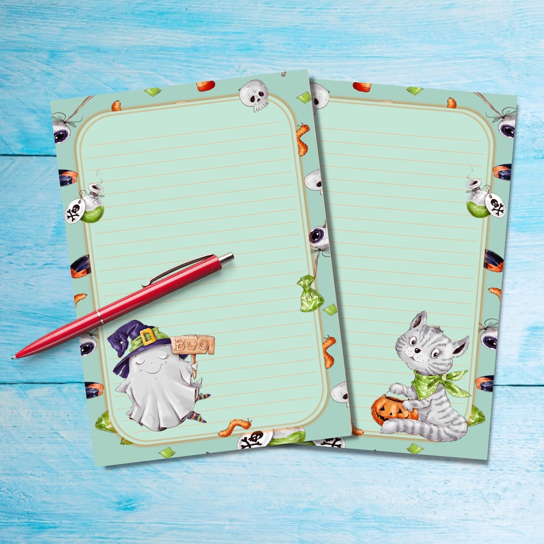 Spooky Friends Stationery Letter Sheets, Penpal Supplies, A5 Writing ...