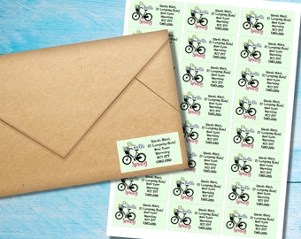 Étiquettes d'adresse de retour autocollantes Hello Spring Bike, 24 étiquettes par feuille, autocollants rectangulaires de 63,5 x 33,9 mm avec coins arrondis