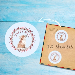 Paquete de pegatinas de zorro con corona, lindas etiquetas de correo feliz redondas cortadas individualmente, suministros para amigos por correspondencia para decorar sobres