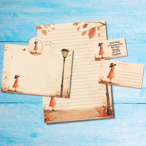 Kit de escritura de cartas a juego para amigos por correspondencia Waiting Girl, papel de escritura A5, sobres, etiquetas de dirección, etiquetas PDT, pegatinas redondas de Happy Mail