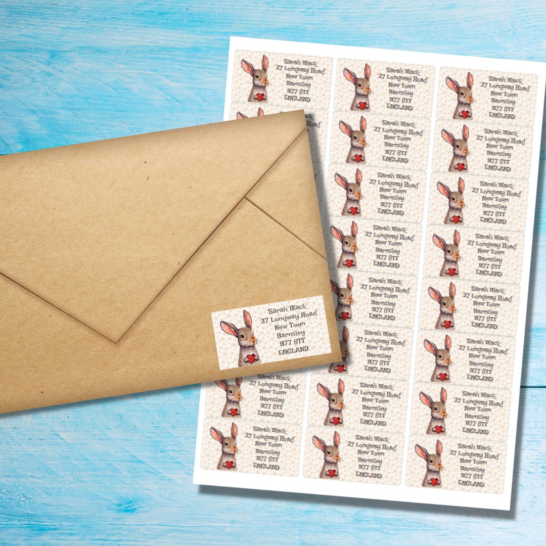 Fast Label Rabbit Rabbit With Love Self Adhesive Return Address Labels, 24 Labels per ...