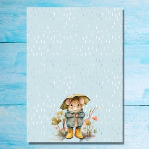 April Showers Papier à lettre A5, Fournitures pour correspondants, Feuilles de lettres doublées ou non lignées, Papier à lettres mignon avec ou sans lignes image 5