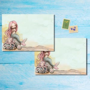 Confezione da 5 o 10 buste Mermaids and Friends, buste Happy Mail per lettere di amici di penna, buste postali formato C6