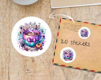 Coffee to Focus Sticker Pack, Round Matte Die Cut Stickers for Pen Pals, Snail Mail Envelope Seals, Bullet Journal & Planner Decals