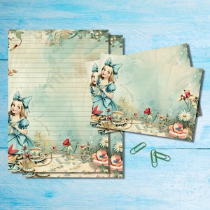 Set di cancelleria per lettere A5 di Tea with Alice, grazioso pacchetto di articoli per amici di penna, kit per posta ordinaria con fogli A5 abbinati, buste e adesivi