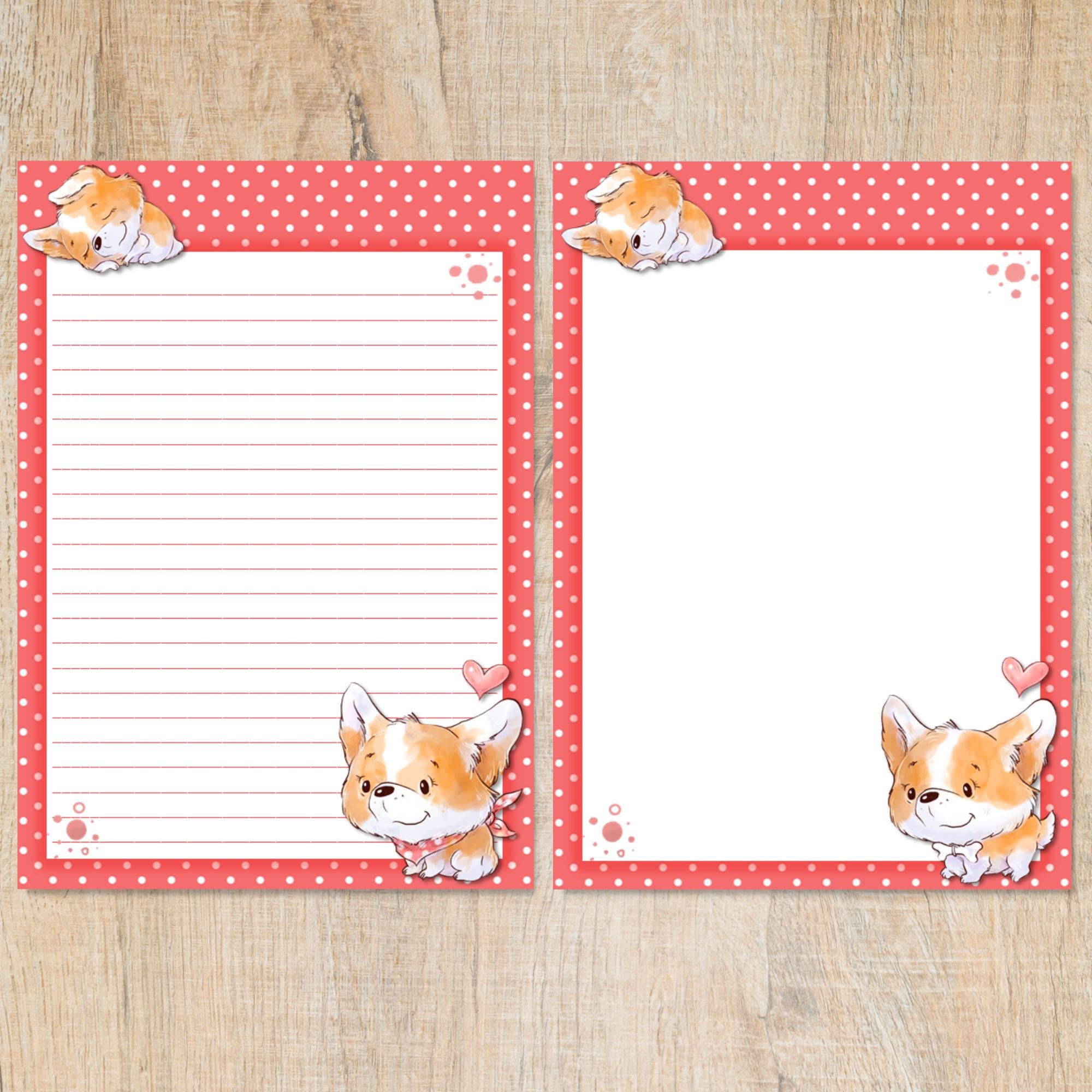Editable Corgi Notes Little Corgis A5 Letter Writing Paper, Pen Pal Supplies, Stationery ...