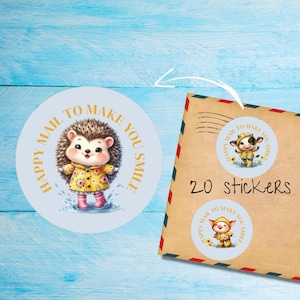 Paquete de pegatinas de Splash Splash, lindas etiquetas de correo feliz redondas cortadas individualmente, suministros para amigos por correspondencia para decorar sobres