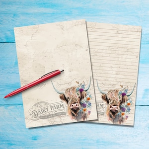 Papel para escribir cartas Dairy Farm A5, suministros para amigos por correspondencia, hojas de cartas con o sin rayas de papelería, lindo papel de notas con o sin líneas